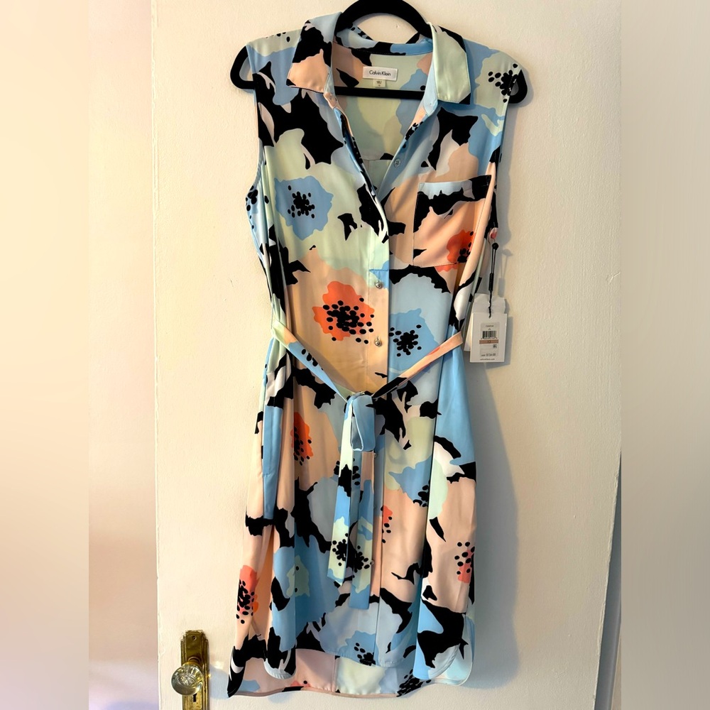 CALVIN KLEIN Floral Shirtdress (Size 12)
